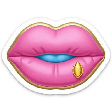 pink gold and light blue rococo inflatable lips sticker