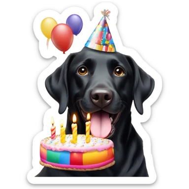 Black lab birthday sticker