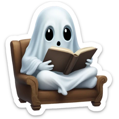 Ghost reading a book  sticker