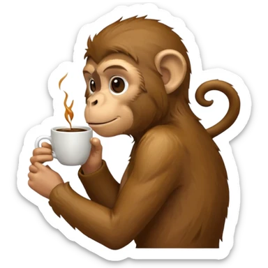 side profile monkey sipping coffee  sticker