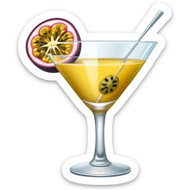 martini glass with half passionfruit sticker