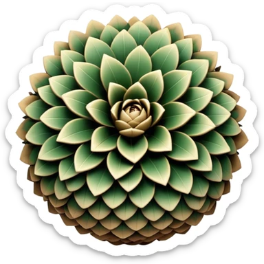 A spherical entity covered in overlapping scales resembling pine cones, able to curl into a perfect ball and unfurl into a star-shaped form with each point ending in a flower-like sensory organ.

 sticker