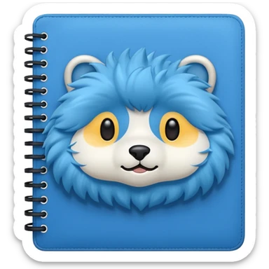 A blue notebook, fluffy and soft sticker