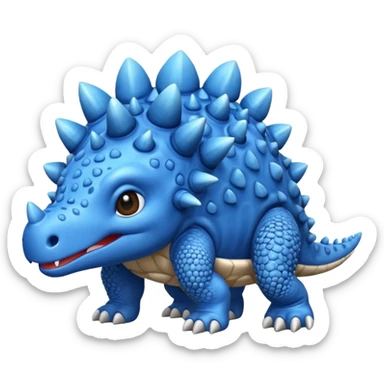 As un emoji de el dinosaurios ANQUILOSAURIO de perfil en color azul que sea bebe y tenga un efecto mas animado  sticker