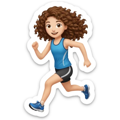 long curly brown hair girl running sticker