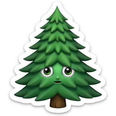 sapin avec deux gros yeux noirs, pas de bouche sticker