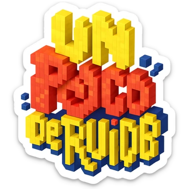 Create a voxel style version of the image, keeping the text and playful color scheme intact. sticker