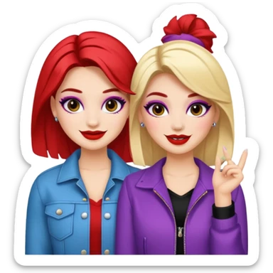 Boujy baddie best friends, fair skin, trendy heavy makeup sticker