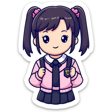 Cute anime girl with pink twin tails and school uniform sticker