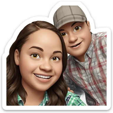 smiling boy in plaid shirt sticker