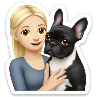 black french bulldog with blonde girl sticker