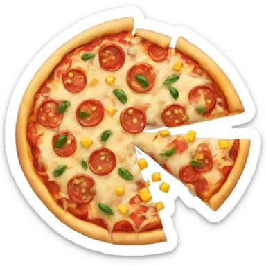Pizza with added corn sticker