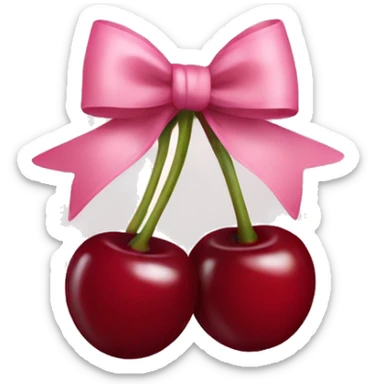 Cherries with light pink bow sticker