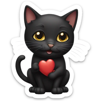 Black cat blowing kiss sticker