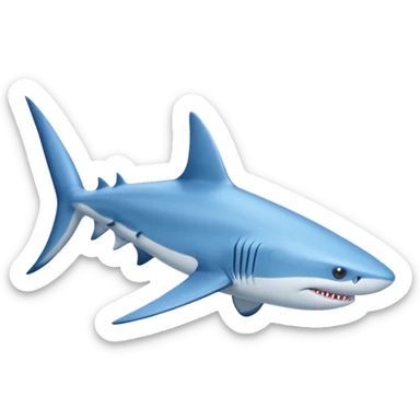 Tralalero Tralala. It has the appearance of a blue shark, with elongated side fins that create legs. On its three feet, it wears blue Nike shoes. sticker