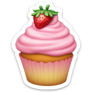 birthday pastel pink strawberry capcake  sticker