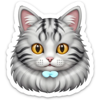 striped cat with hair in white and gray colors sticker