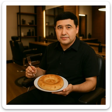 birinchidagi odamni yuziga 2 rasmdagi odamga uzidak qilib chizib bergin xuddu shunday non yen utirganini sticker