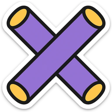 two purple pool noodles arranged in an X shape, minimal style sticker