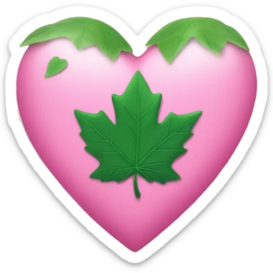 Leafs on a pink heart sticker