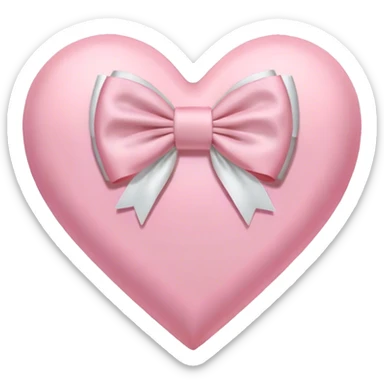Pastel pink heart with white bow sticker