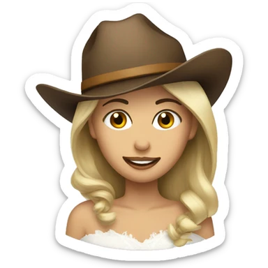 two brides cowboy hats sticker