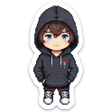 chibi male in hoodie and sneakers sticker