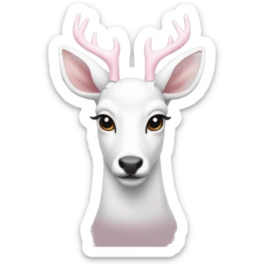White deer with two light pink bows on each side of their ear sticker