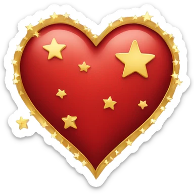 Red heart with gold stars sticker