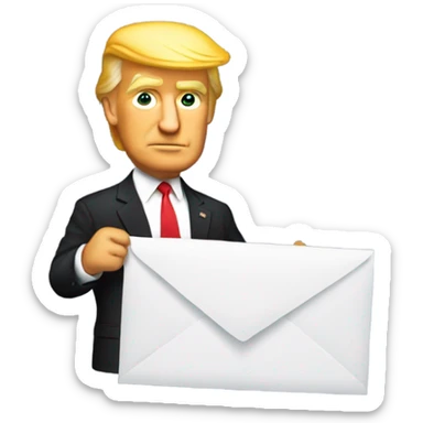 trump holdingup the letter y sticker