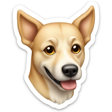 light beig mongrel dog with big ear sticker