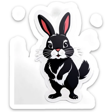 Black rabbit with white rabbit  sticker