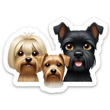 Husband, wife, Yorkshire terrier and black dog with white breasts sticker