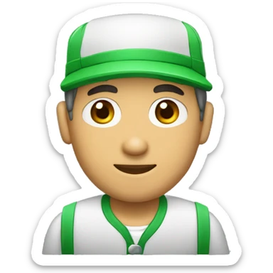 crear un profesor con gorra verde y camisa verde cuello mao sticker
