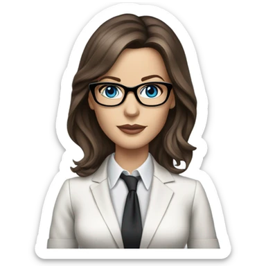 Lifelike Kate Beckinsale blue eyes wearing glasses in a business dress sticker