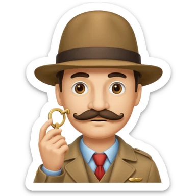 Guy with mustache and a hat putting a key to his nose sticker