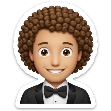 Curly-haired man wearing bow ties sticker