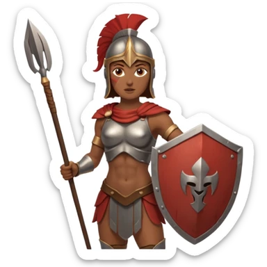 woman spartan warrior holding spear and shield sticker