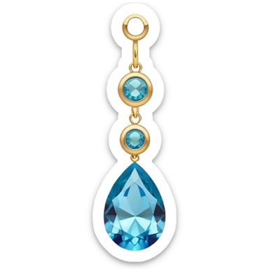 single earring, dangling with a gemstone, modern emoji style sticker