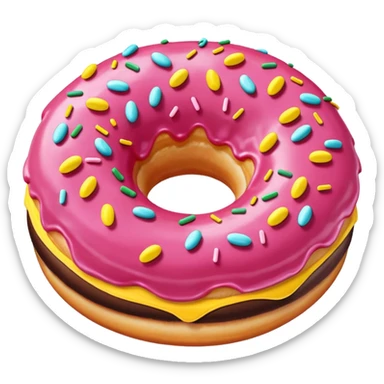 Dark brown donut with light pink icing and only YELLOW sprinkles. sticker