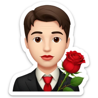 handsome man with a rose in his mouth sticker
