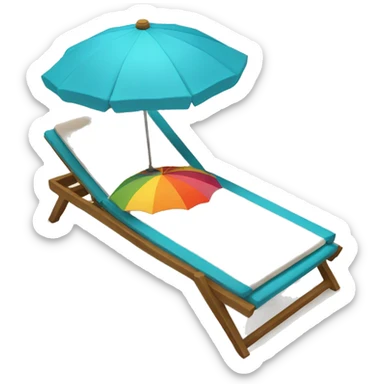 sun lounger with umbrella on the beach sticker