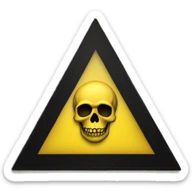 Black skull sign in the middle of a yellow triangle sticker