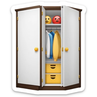 white corner closet with doors emoji style  sticker