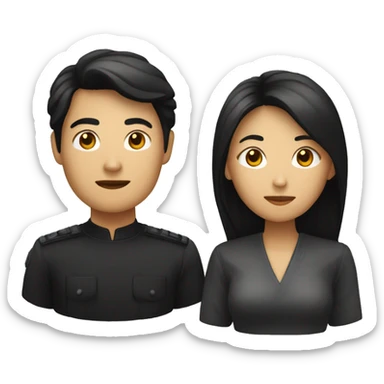 un homme noir foncé et une femme asiatique  sticker
