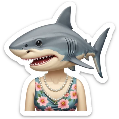 create me a slack emoji of a very old tiger shark dressed like a grandma sticker
