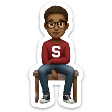 stanford student nerdy with glasses wearing stanford sweater sitting full body including legs sticker
