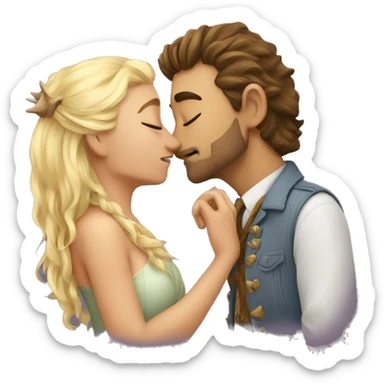 Draw a dragon kiss a man sticker