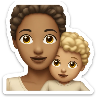 light skin tone brunette woman holding toddler sticker