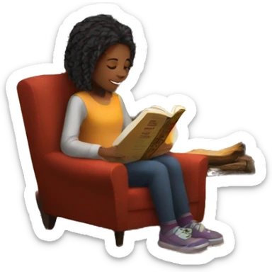 Girl reading by fireplace  sticker